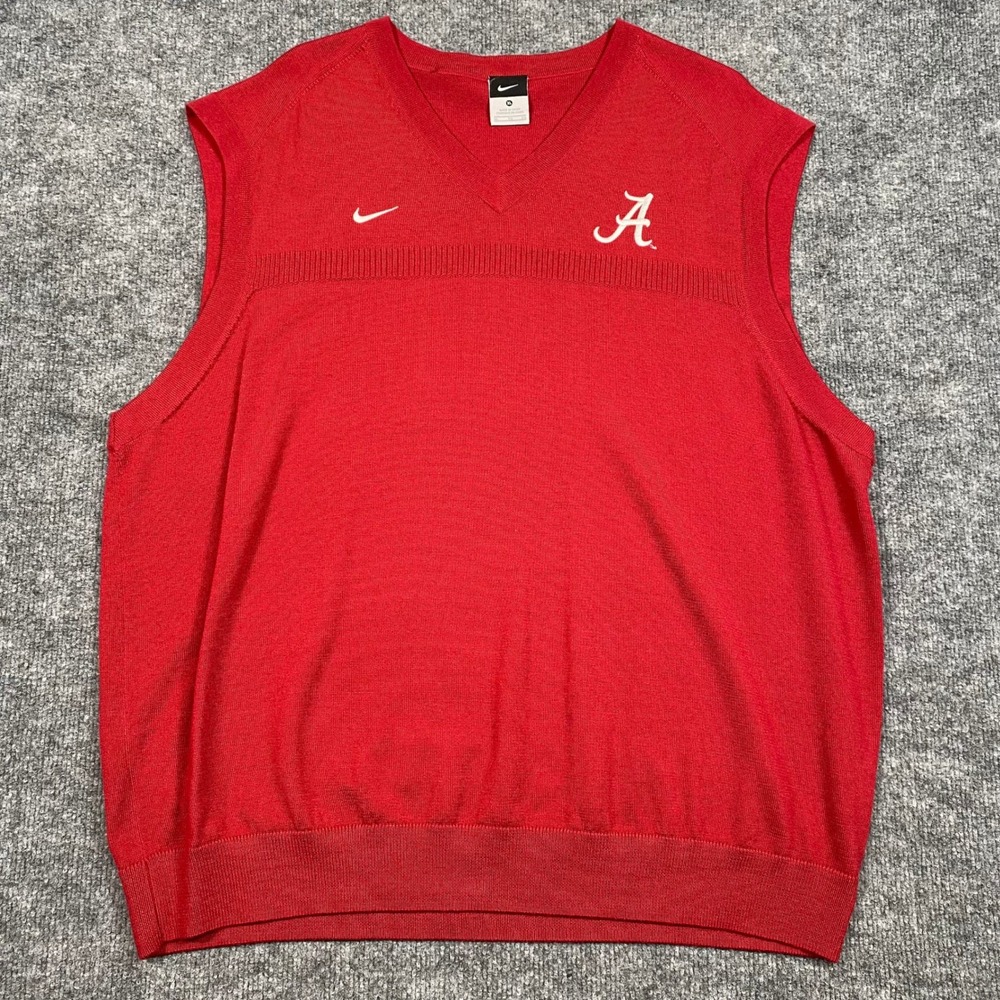 Nike Alabama Crimson Tide Mens XL Red V-Neck Knit‎ Sweater Vest F0RGP